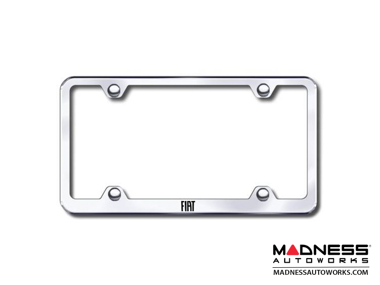 FIAT 500 License Plate Frame (Wideplate) - Polished Stainless Steel w/ FIAT Logo